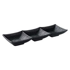 Блюдо трехсекционное 23 х 7,5 см, h 2,6 см, фарфор, серия Cloud Black, Home Chef