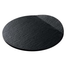 Блюдо для подачи круглое плоское с одним бортом 29 см, фарфор, серия Cloud Black, Home Chef