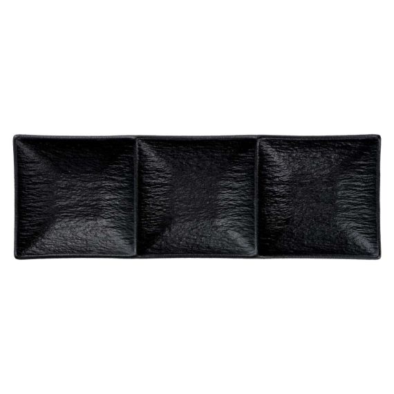 Блюдо трехсекционное 23 х 7,5 см, h 2,6 см, фарфор, серия Cloud Black, Home Chef, изображение 2
