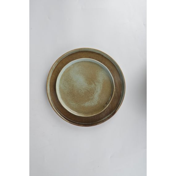 Тарелка десертная круглая 19,5 см с вертикальным бортом, коричнево-бирюзовая,  серия Shade, Home Chef, изображение 3